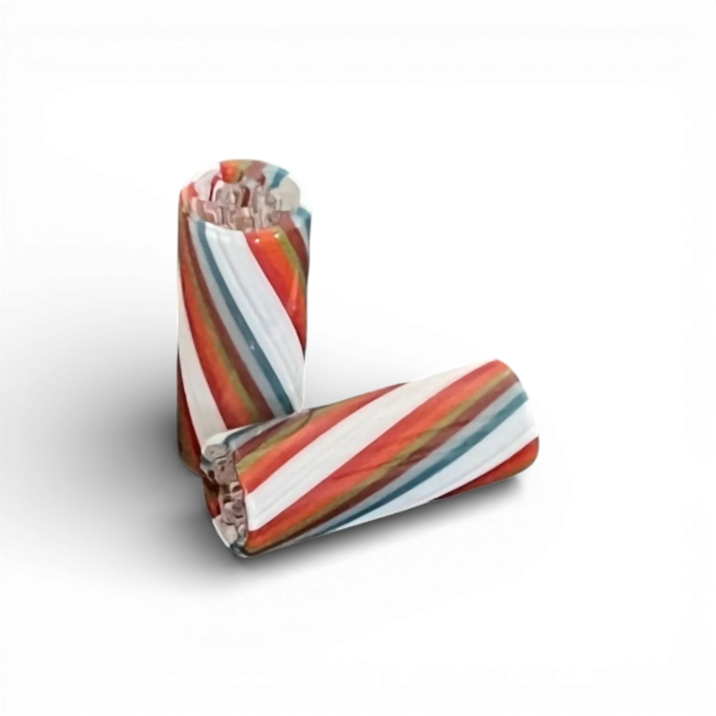 Glas Tip 12 mm bunt gestreift mit 7-Loch-Design